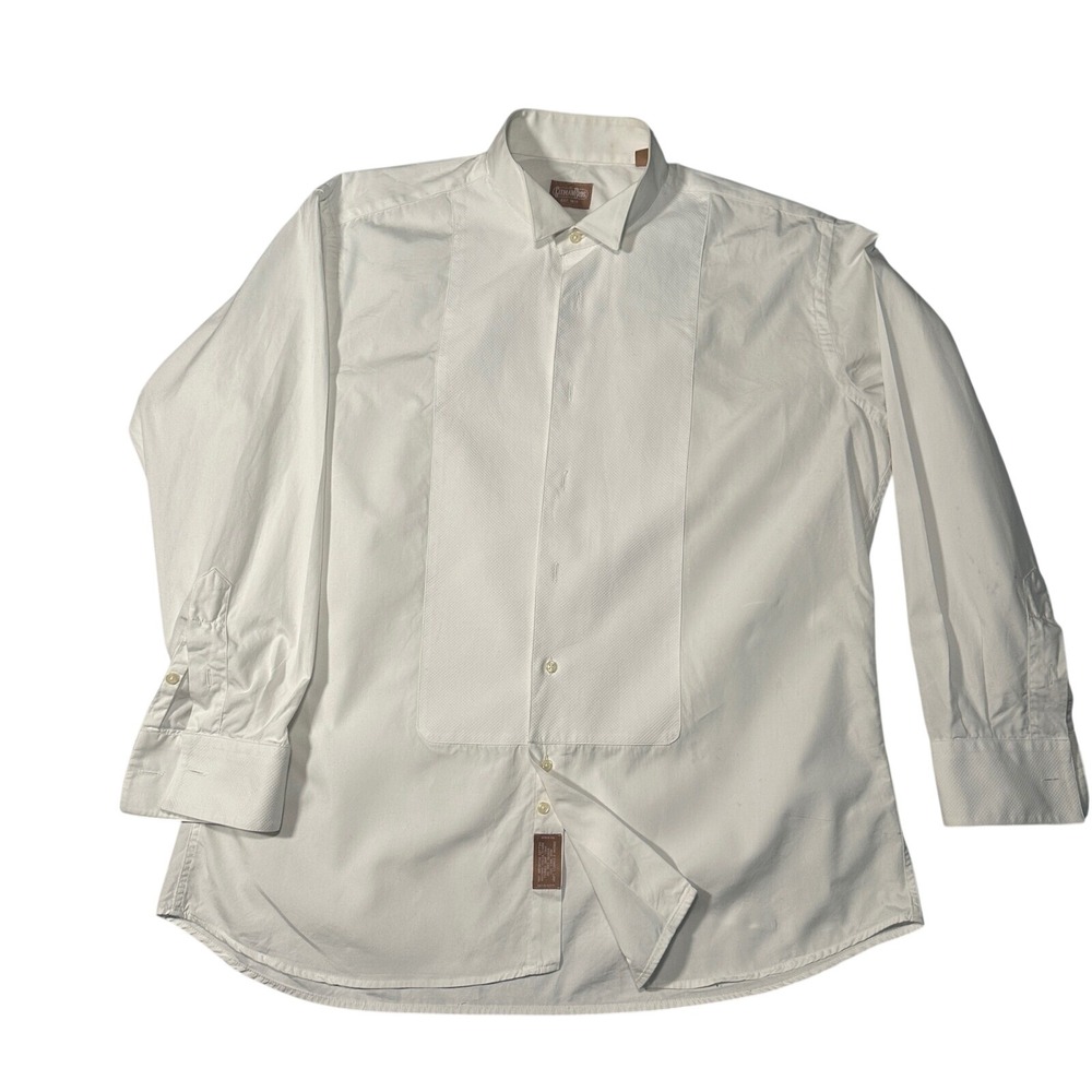Gitman Bros Tuxedo Dress Shirt Mens‎ 17 33 White Cotton Bib French Cuff Made USA